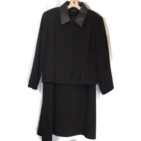 Skirt and Jacket set faux leather accent brown - Picture 3 of 8